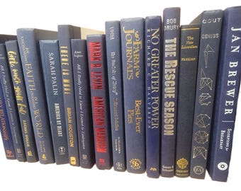 Dark Blue Hardcover Books for Home Decor - Set of 10