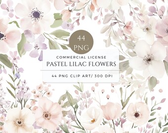 Flower bouquet clip art, lilac bouquet, commercial license, download, scrapbooking clip art, pastel flowers, lilac flowers clip art