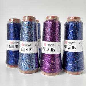YarnArt Paillettes yarn with sequins, Sparkly glitter yarn for knitting & crochet, Shiny fingering weight yarn, Glam yarn for accessories