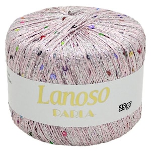 Lanoso Parla Sequin Metallic Yarn, Glitter Yarn for Christmas Projects, Holiday Knitting, Festive crochet, Party Accessories, Shimmer yarn