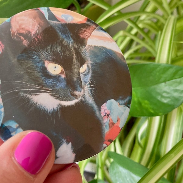 Personalised Cat Photo Pocket Mirror, Pocket Mirror Party gift, Cat Parent gift, Pet photo mirror gift, Pocket Mirror, personalised gift