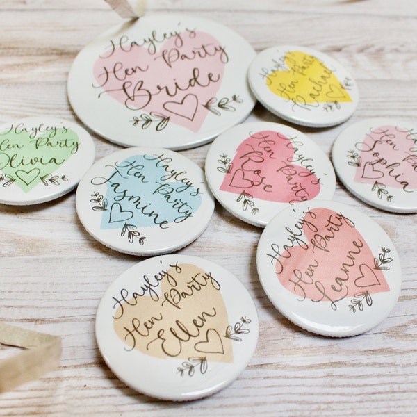 Personalised Hen Party Badge, Pretty Hen Party Badges ,Name Badge, Hen Party Styling, Party Badges,Fun Hen Party Ideas