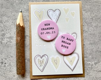 Personalised New Grandparents Card - New Grandparents Card - mini magnets card, new Nanna Card, Baby Card