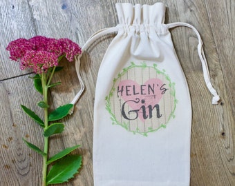 Personalised Gin Bag, Cotton Bottle Bag Gift, Gin Lover,Personalised gift