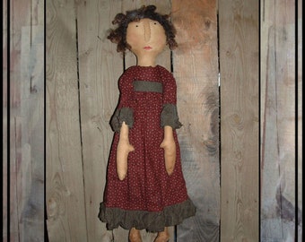 INSTANT DOWNLOAD digital PDF sewing pattern Primitive folk art soft sculpted southern belle doll 492