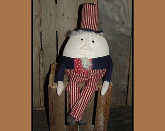 INSTANT DOWNLOAD Primitive Folk Art Uncle Sam Dumpty PDF digital  sewing pattern 140