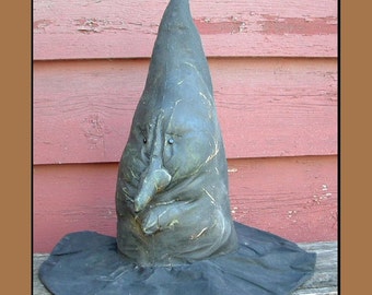 Primitive Halloween Witch hat instant download pdf pattern soft sculpture face 316