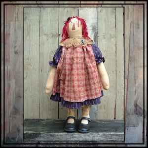 INSTANT DOWNLOAD pdf digital e pattern Primitive Folk Art Raggedy Ann doll sewing pattern 345
