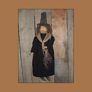 Primitive folk art Halloween witch instant download sewing craft pattern  119