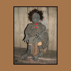 Digital Primitive Folk Art rag doll soft sculpture big feet instant download PDF pattern 257