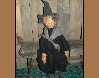 Primitive folk art witch instant download pattern 229