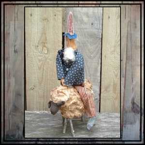INSTANT DOWNLOAD digital PDF pattern Primitive Folk Art Uncle Sam on Sheep sewing pattern 395