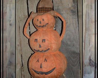 Stack of jack o lanterns stacked pumpkin man instant download digital pattern soft sculpted pumpkins  485