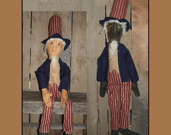 Primitive Folk Art Uncle Sam PDF instant download sewing pattern HAFAIR ofg faap 458