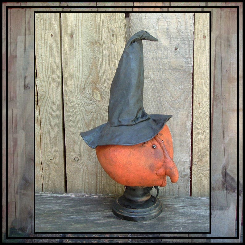 Instant download DIGITAL PDF epattern Primitive folkart soft sculpted pumpkin witch make do pattern 334 image 1