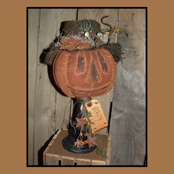 Primitive folkart pumpkin w mouse make do instant download HAGUILD HAFAIR ofg faap 109