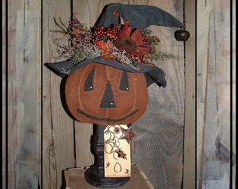 Primitive folkart pumpkin witch make do PDF digital instant download epattern 339