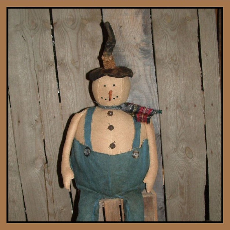 Primitive Folk Art Snowman Instant Dowload Sewing Pattern Rag Doll 500P ...