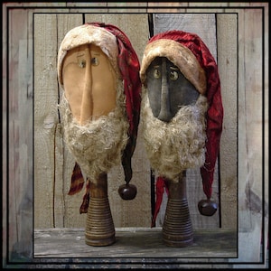 Instant download digital pdf pattern primitive folk art Santa make do on beehive bobbin 386