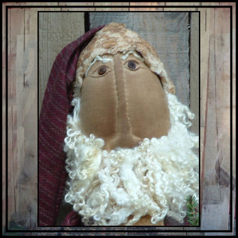 Primitive folk art instant download digital PDF pattern soft sculpted Santa rag doll Lucys Lazy Dayz 369 image 2