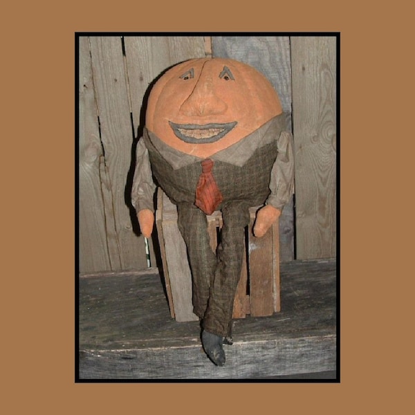 Primitive folk art pumpkin man instant download digital pattern Humpty Dumpty style 105