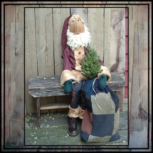 Primitive folk art instant download digital PDF pattern soft sculpted Santa rag doll Lucys Lazy Dayz 369