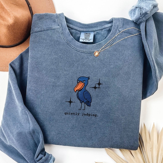 Embroidered Shoebill Stork Sweatshirt, Funny Shoebill Shirt, Sarcastic Meme, Weirdcore, Birding Apparel, Birding Shirt, Ancient Wildlife