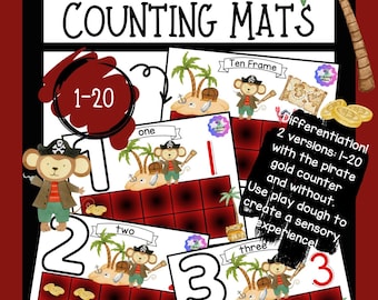 Pirate | PlayDough Counting Mats 1-20 | Math Activity | Sensory Activity