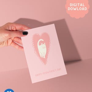 Carte de fête des mères drôle de chat blanc à télécharger | Impression numérique du jour de Miaouss | Carte DIY pour maman chat de 5 x 7 po. | Cadeau instantané pour les amoureux des chats
