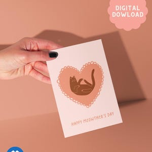 Carte de fête des mères drôle de chat brun à télécharger | Le jour du Miaouss imprimable pour les mamans chat | Carte numérique pour maman chat 5 x 7 po. | Téléchargement instantané