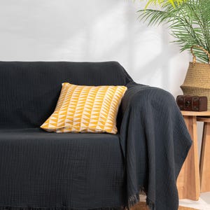 Washable Cotton Sofa Cover –4 Layered Blue Muslin %100 Cotton Soft Large Couch Cover for Sofa, Sectional, L-Shape, U-Shape, 2, 3, 4-Seater