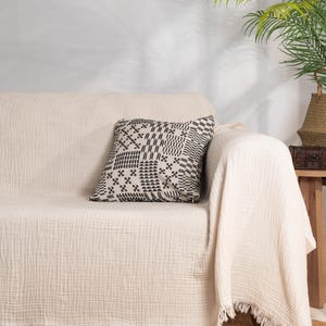 Washable Large Sofa Cover –4 Layered Off White Muslin %100 Cotton Washable Couch Cover for Sofa, Sectional, L-Shape, U-Shape, 2, 3, 4-Seater