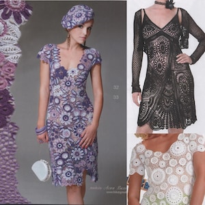 Irish Crochet 43 Patterns: Duplet Magazine Mod #566 | Irish Lace Freeform Crochet Pattern | Russian Magazine E-book