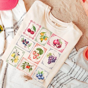 Comfort Colors Summer Fruit Stamp T-Shirt: Vintage Cottagecore Tee