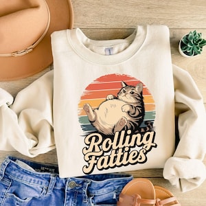 Fat Cat-sweater: unisex grafische hoodie, kattenliefhebbercadeau