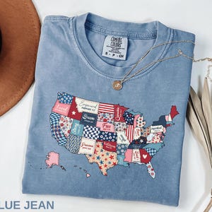 Comfort Colors® Bibel-Vers USA-Karten-Hemd, religiöses 4. von Juli-Hemd, Retro Amerika-Karten-Hemd, Unabhängigkeitstag-T-Stück, Blumenamerika-Hemd