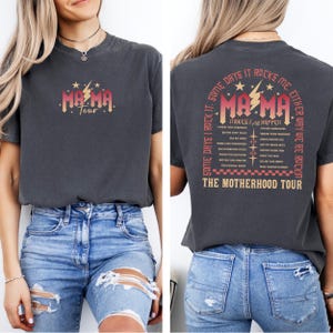 Comfort Colors Mama Tour Shirt: Retro Rocker Mom Graphic Tee