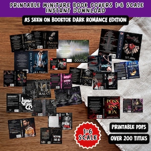 Mini Book Covers 1:6 scale Printable 200+ titles Dark Romance Edition Booktok Titles - Printable PDF anxiety book shelf