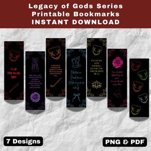 Segnalibri ispirati alla serie Legacy of Gods in formato PDF e PNG - Download immediato - Booktok - Stampabile - Dio di