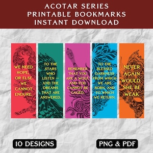 ACOTAR Series Inspired Bookmarks PDF and PNG Files - Instant Download - Booktok - Printable