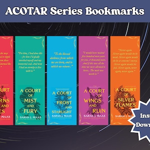 Printable ACOTAR Bookmarks, Booktok Bookish - Instant Download - PDF - Printable Bookmarks - A Court of Thorns and Roses series