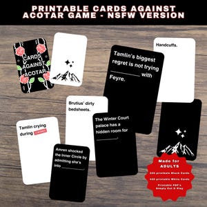 Juego de cartas contra ACOTAR, versión para adultos, juego de fiesta imprimible, juego de romance booktok, juego Prythian