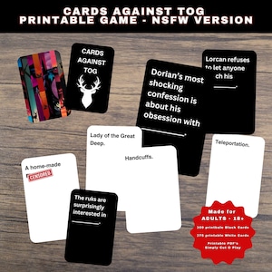 Jeu de cartes contre TOG, version adulte sur le thème de la série Throne of Glass, jeu de société imprimable - jeu romantique booktok. Jeu Maasverse.