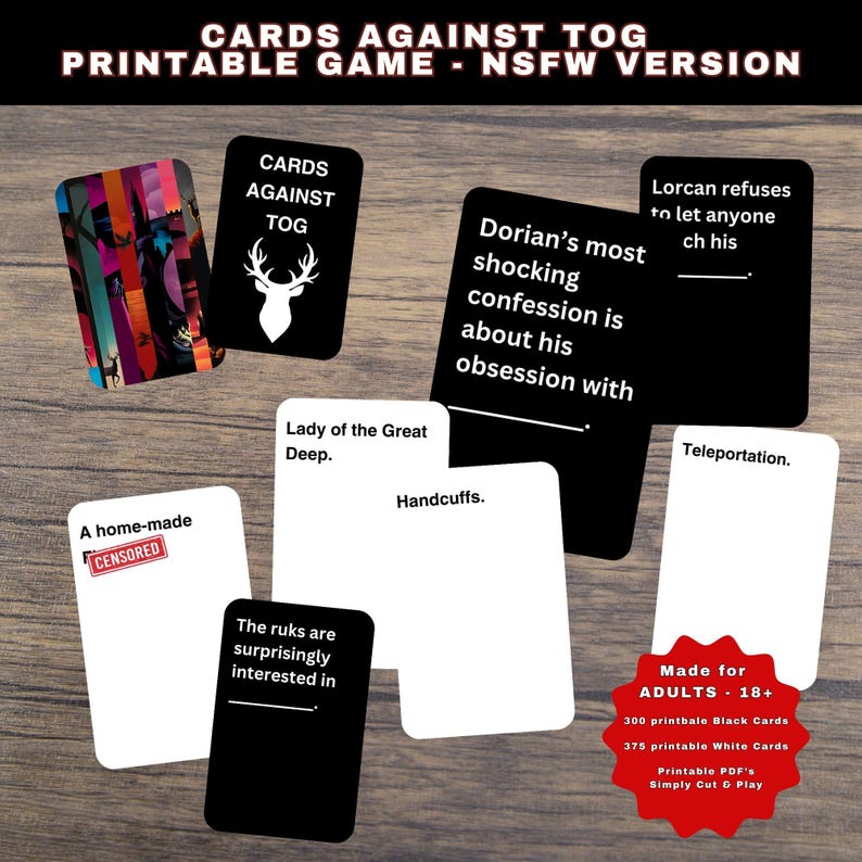 Cards Against TOG Throne of Glass Series Card Game Party Game Printable Download