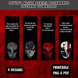 Druckbare Lesezeichen aus der Devil&#39;s Night Serie, Booktok Bookish - Instant Download - PDF + PNG - Druckbare Lesezeichen - Dark Romance Die Reiter