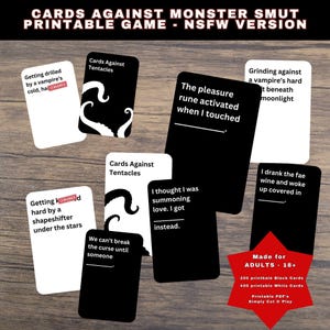 Jeu de cartes contre monstre, romance, version adulte, jeu de société imprimable - jeu booktok.