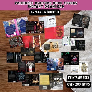 Mini Book Covers Printable 200+ titles Romantasy Booktok Titles - Printable 1:12 scale PDF anxiety book shelf mini book covers printable for anxiety book shelf TBR jar