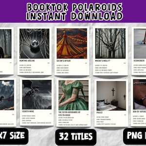 Booktok Popular Titles Polaroids PNG Files - Instant Download - Booktok - Smut - wall art decor - printable - digital