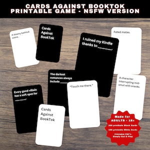 Jogo Cards Against Booktok Versão adulta Jogo de festa para impressão - jogo de romance sombrio e romântico booktok em PDF.