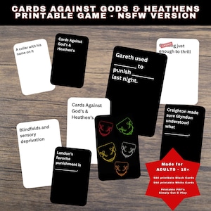 Cards Against Game Legacy of Gods Series themed Adult version Printable Party Game - booktok dark romance game. The heathens, god of malice god of pain god of wrath god of ruin god of fury god of war kiss the villain Rina Kent